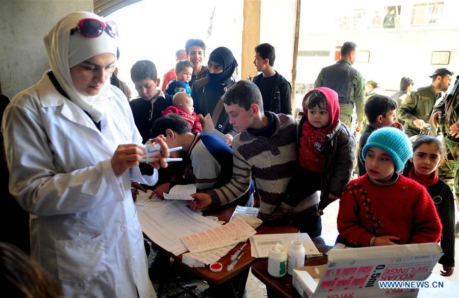 SYRIA-DAMASCUS-EASTERN GHOUTA-HARASTA-CHILDREN-VACCINATION