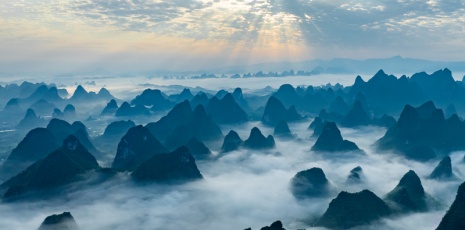 Post-rain peaks resemble ink-wash painting in Guilin