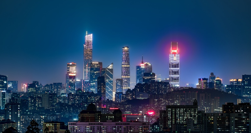 Night landscape at Zhujiang New Town is brilliant