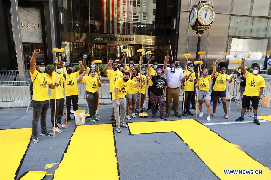 NYC paints Black Lives Matter mural in front of Trump Tower