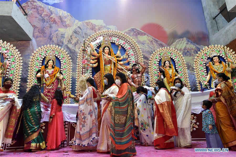 Hindu devotees celebrate Durga Puja festival in Dhaka