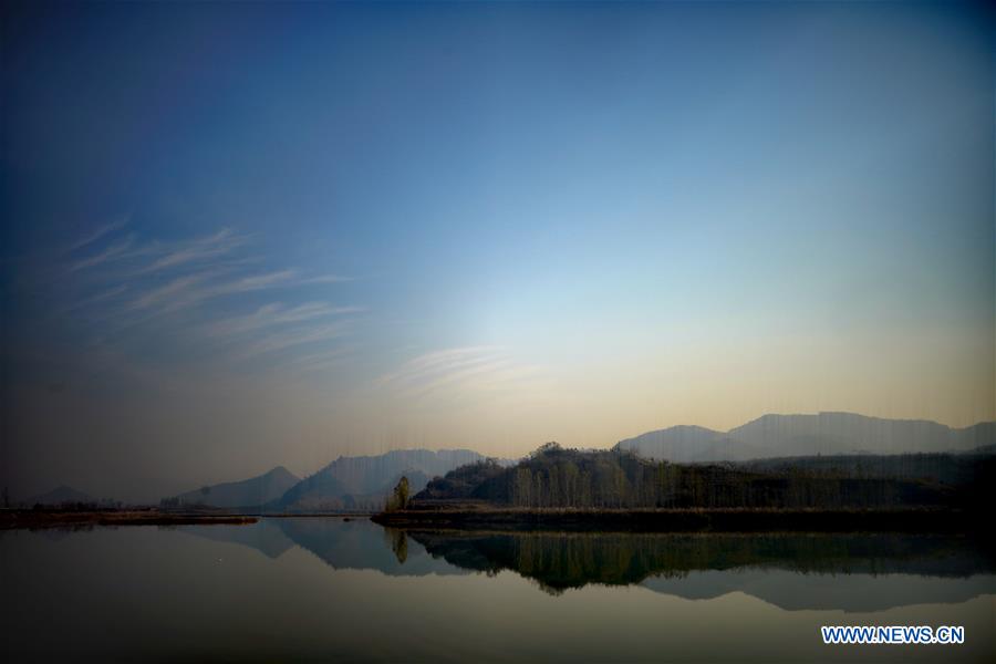 Autumn scenery of park along Changhe River in Hebei